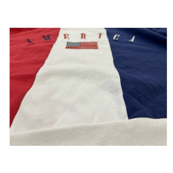 IML~Issaac Morris Limited Large Women's Sweatshirt Color Block Red White Blue - Picture 6 of 8